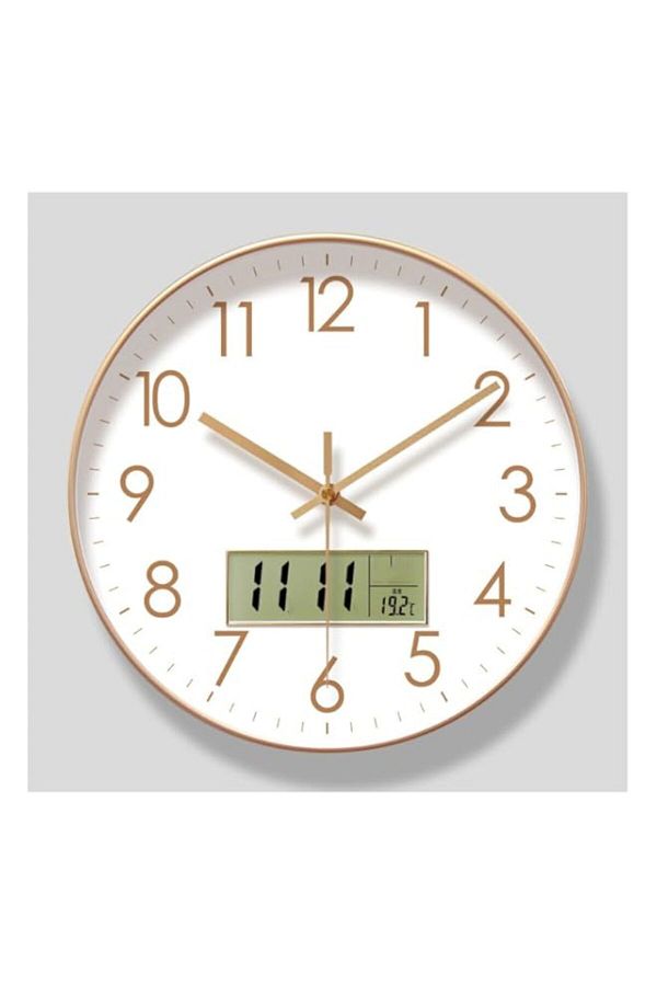 Generic-Modern Round Plastic Frame Battery Powered Silent Non-Tick Wall Clock with Calendar for Kitchen Bed 1