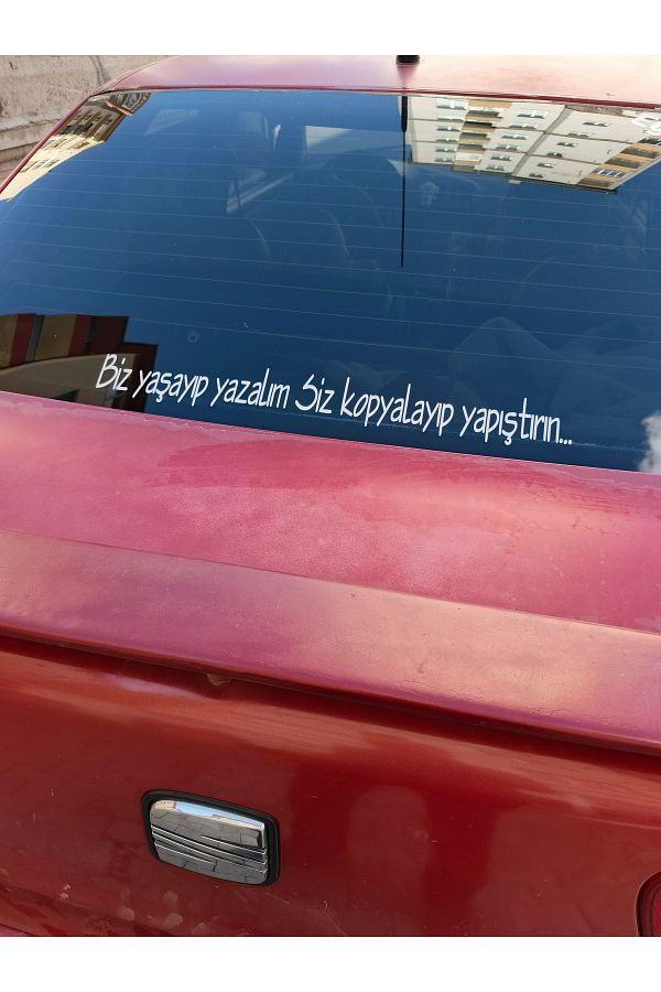 EYBA STİCKER-Let's Live and Write You Copy and Paste..45X5Cm White Color Sticker Rear Window Promise 1