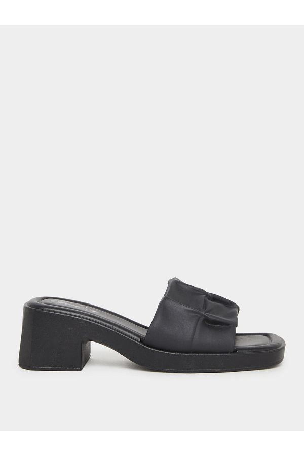 Take Two By Styli-Textured Strap Block Heel Slip On Sandals 1