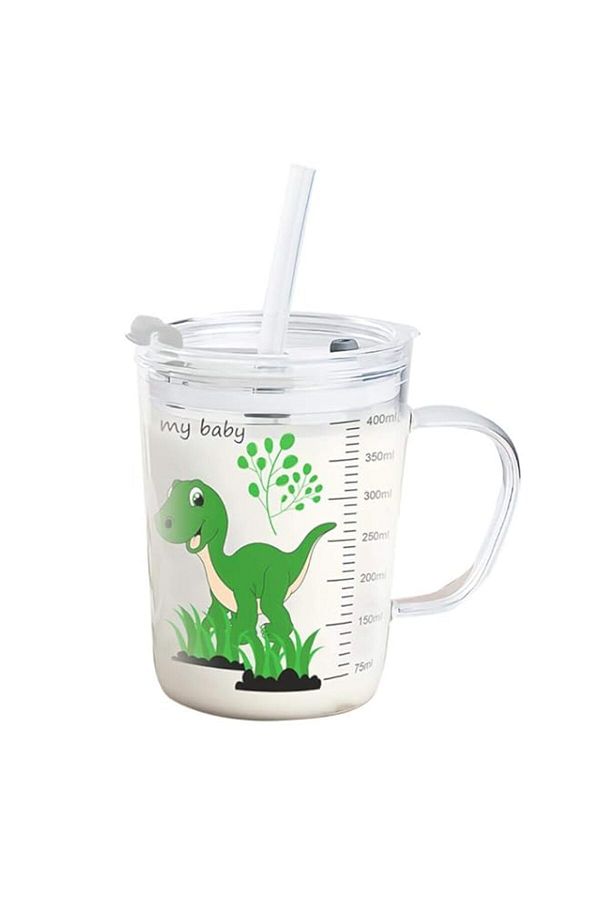 Generic-Volwco Kid's Leak-proof Regular Scale Heat-Resistant Drinking Cups With Lid And Straw (Transparent) 1
