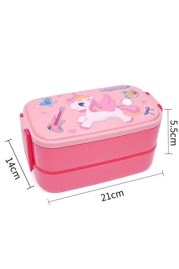 DNS-Double casserole for children, 2 layers, plastic, airtight closure 1400 ml pink HSD9002k 1