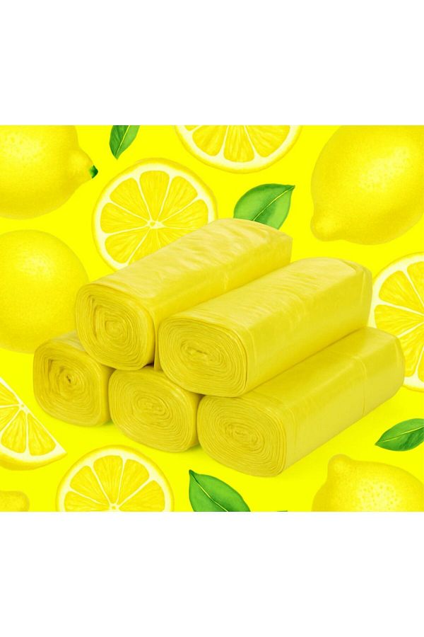 MG HOME-5 Pack 5X10 Drawstring Garbage Bag Large 65X70 60 Lt Drawstring Garbage Bag Lemon Scented Garbage Bag 1
