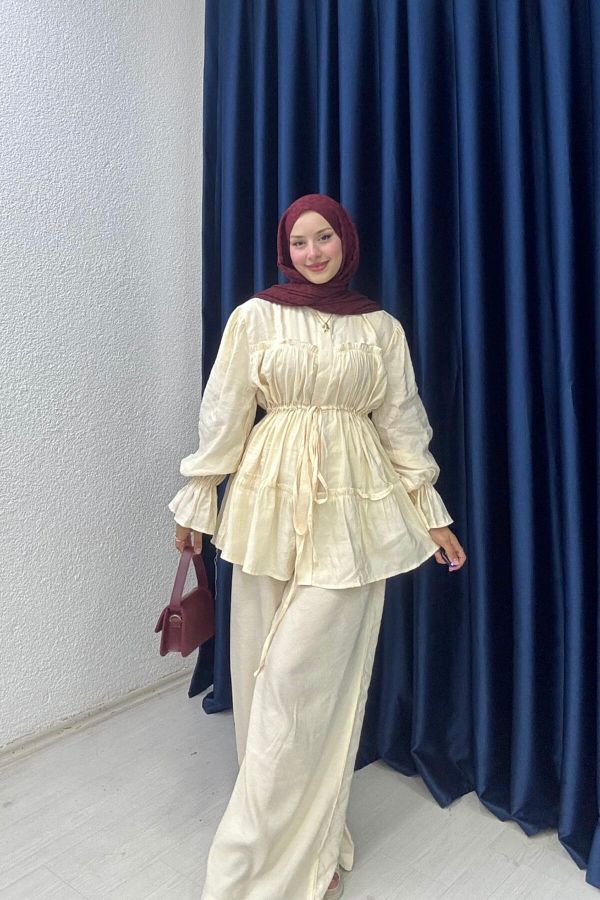 lurex moda-Pleated trouser set 1