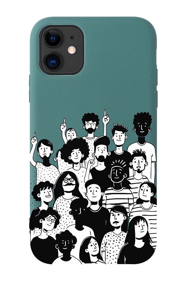 shoptocase-iPhone 11 Compatible Community Spirit Patterned Suede Inside Launch Protective Phone Case 1
