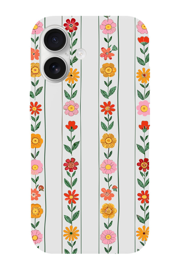 shoptocase-iPhone 16 Compatible Sequential Flowers Patterned Suede Inside Launch Protective Phone Case 1