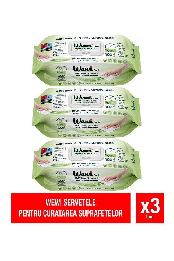 Wewi-– Wet wipes for surfaces with bleach additive, 100 pcs x 3 packs 1