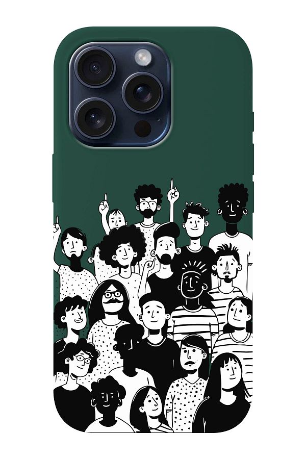 shoptocase-iPhone 15 Pro Max Compatible Community Spirit Patterned Suede Inside Launch Protective Phone Case 1