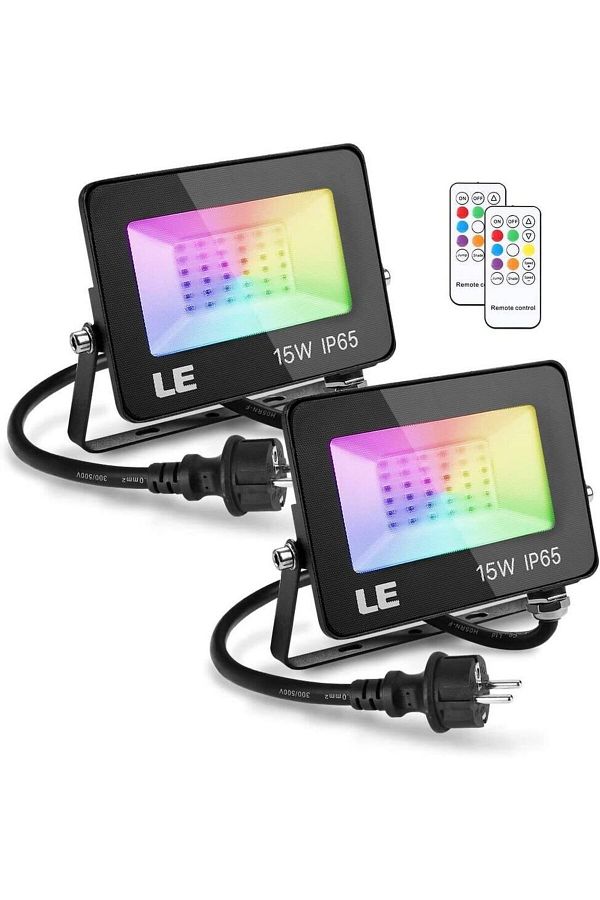 LEPRO-Set of 2 Lepro RGB LED floor projectors, Remote control, 15W, IP65 waterproof 1