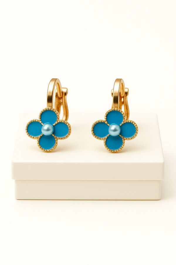 MakeWell-Clover Design Poppy Compression Earrings for Non-Pierced Ears 1