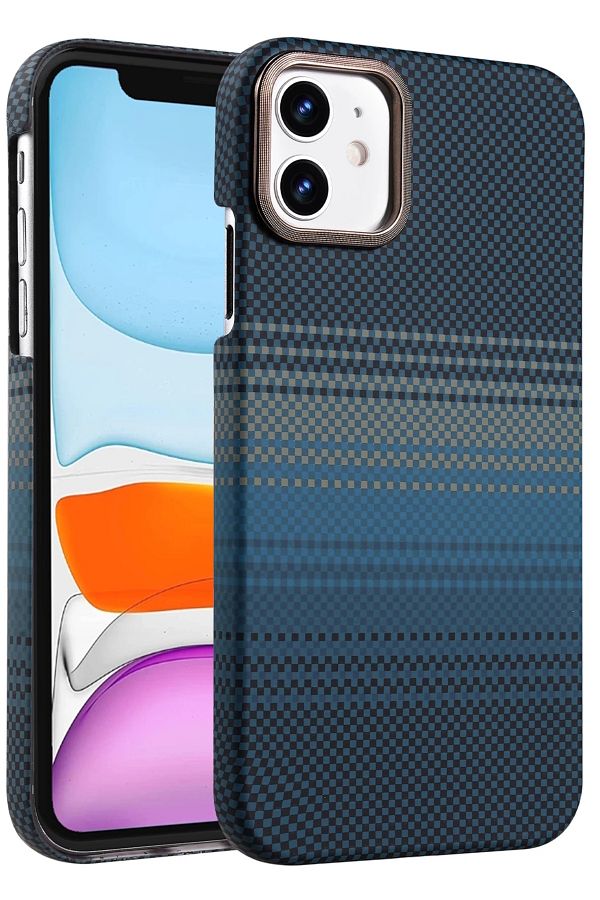 m.tk moveteck-Apple iPhone 11 Case Kevlar Carbon Look Embossed Textured Patterned 0.5m Super Thin Magsafe Cover 1