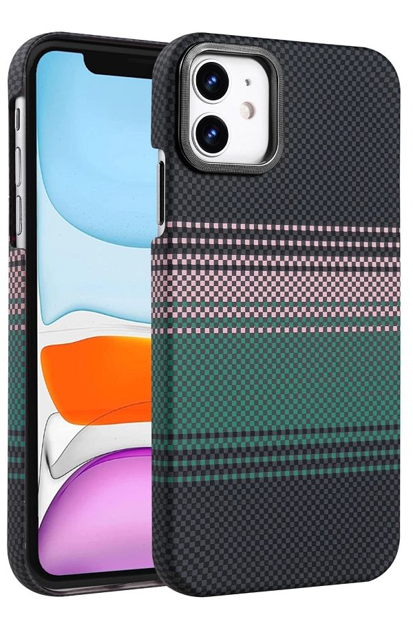 m.tk moveteck-Apple iPhone 11 Case Kevlar Carbon Look Embossed Textured Patterned 0.5m Super Thin Magsafe Cover 1