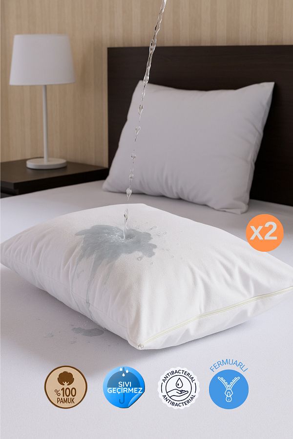 Formeya-Pamukkale Matratzen - Wasserdichtes Kissen 2er Set 100% Baumwolle 50x70 1