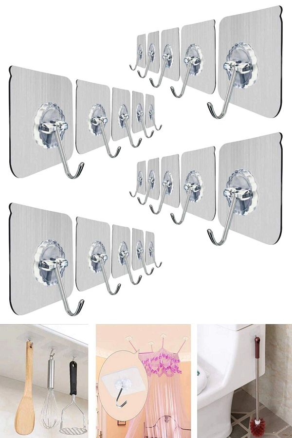 Buffer-5-piece Super Strong Adhesive Water Resistant Hooks with Transparent Straps - Reusable 1