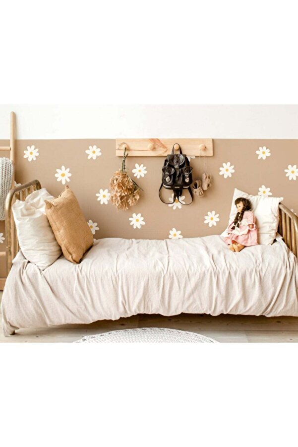 Sticker Sepetim Papatya Desenli 10 cm 30 Adet Çocuk Odası Duvar Sticker Seti