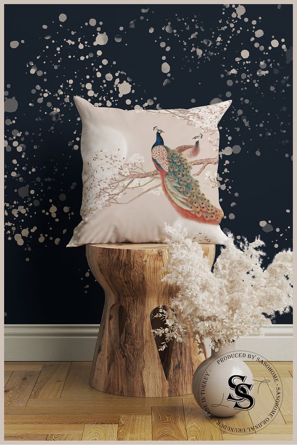 SasoHome-Ozdobný darčekový vrhací vankúš so vzorom Asian Peacock Sunset - Obliečka na vankúš 1
