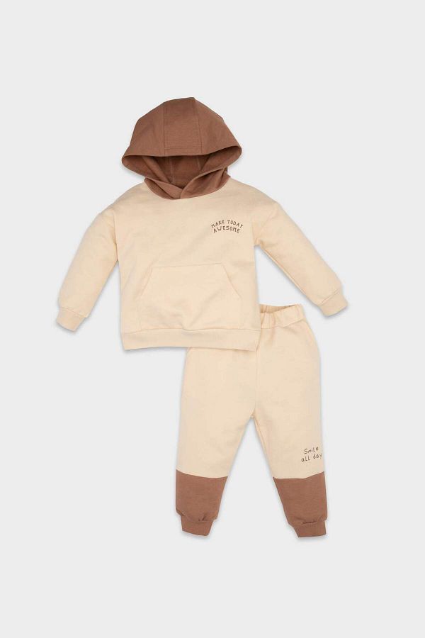 DeFacto-Hooded Printed Sweatshirt and Elastic Waist Jogger Sweatpants for Baby Boy - D4698A524Au 1