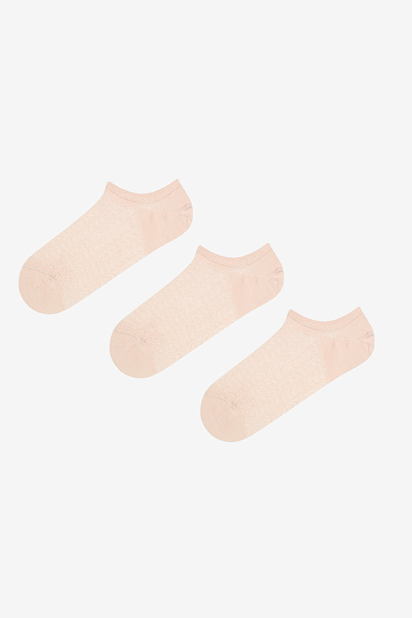 Penti-Beigefarbene 3-teilige Sneaker-Socken mit Fischgrätenmuster 1