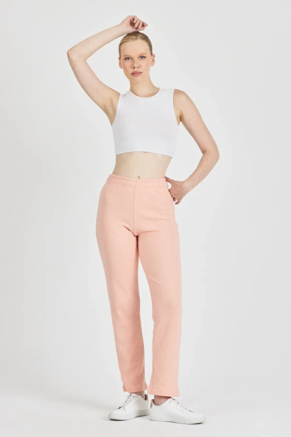 COMEOR-Women's High Waist Ribbed Wide Leg Casual Thin Sweatpants Pajamas 1