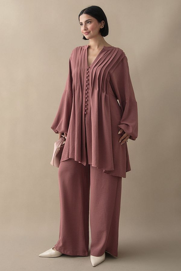 InStyle-Ribbed Handle Drawstring Dusty Rose Ayrobin Set 1