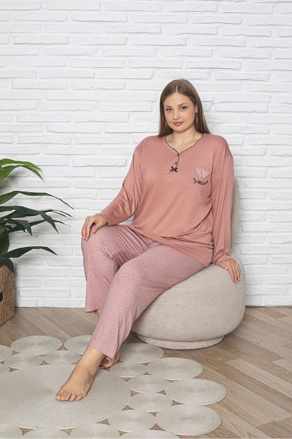 Asel-Σετ πιτζάμες με σχέδιο Lycra Plus Size 1