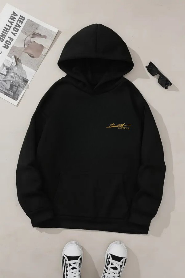 CLAYES Unisex Black Hooded Sweatshirt – Limited Edition Printed, Thick Fabric with Hood