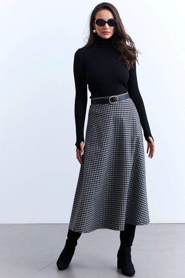 Cool & Sexy-Szürke mintás női A-vonalú szoknya - LON3007 1