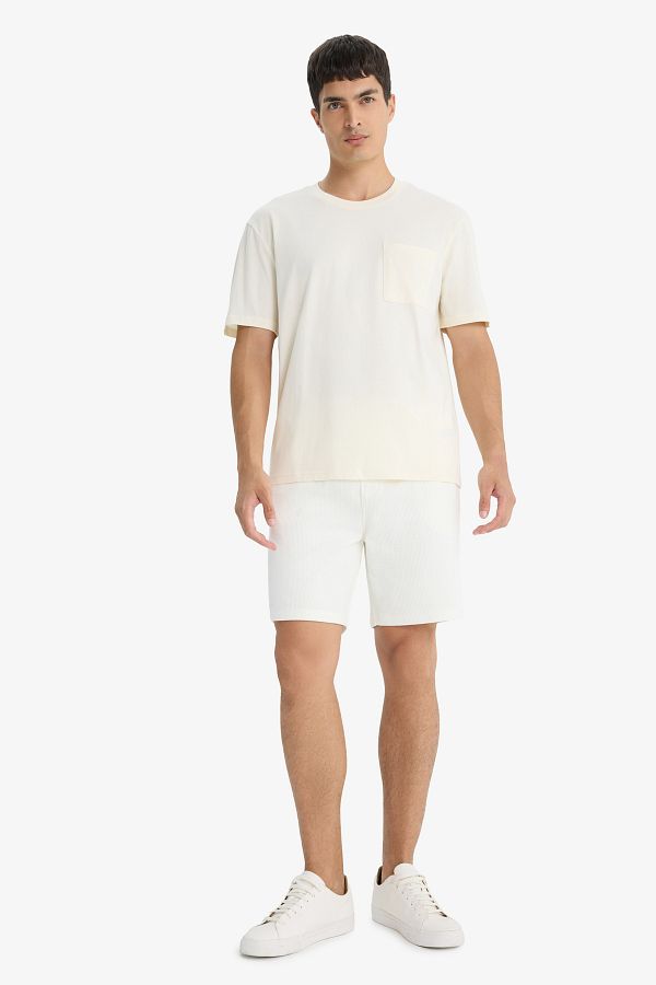 DeFacto-Regular Fit Textured Waffle Shorts E2591Ax25Sm 1