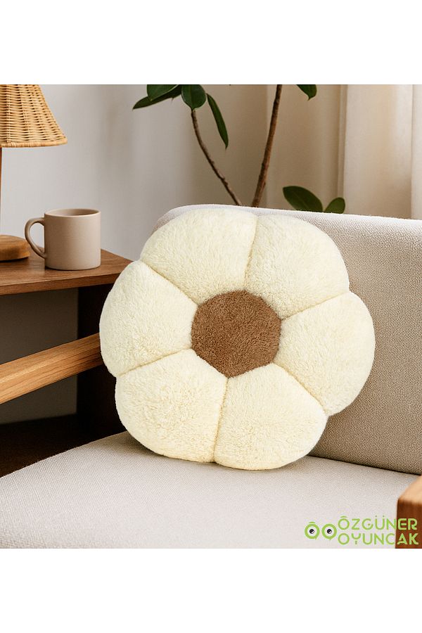 Özgüner Oyuncak-Decorative Daisy Shaped Plush Pillow 40 cm – Soft and Comfortable Design 1