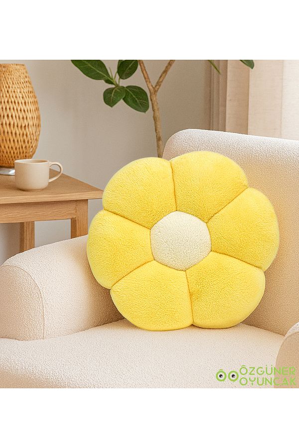 Özgüner Oyuncak-Decorative Daisy Shaped Plush Pillow 40 cm – Soft and Comfortable Design 1