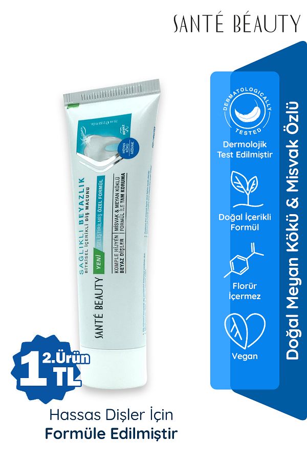 SANTE BEAUTY-Effective Toothpaste Against Bad Breath with Natural Miswak Extract & Licorice Root Herbal Content 75 ml 1