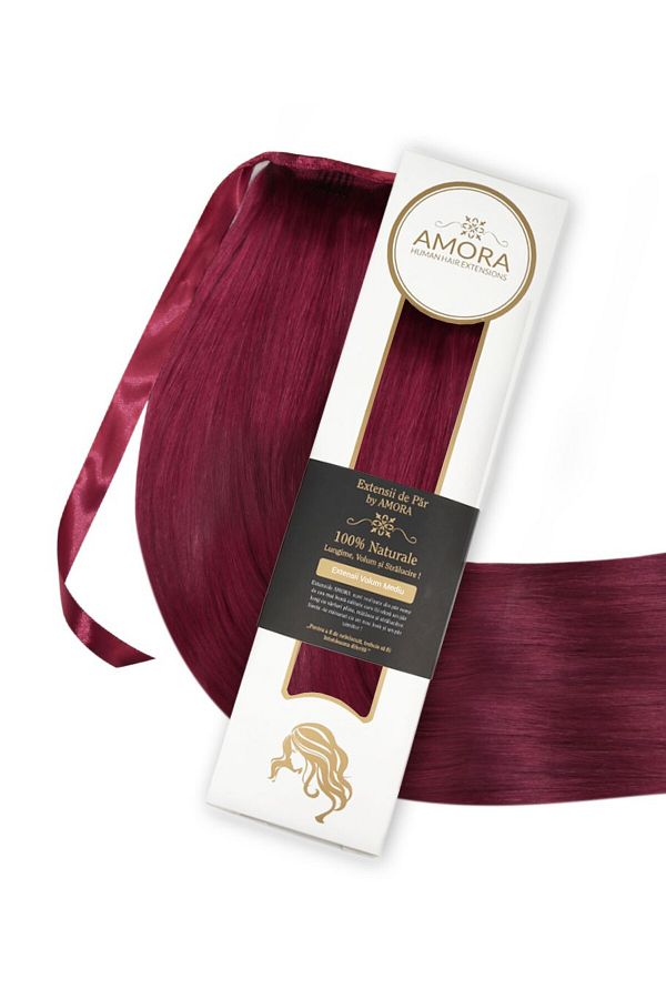 Amora-Luxury Ponytail Extensions Intense Red BUG 50cm 1