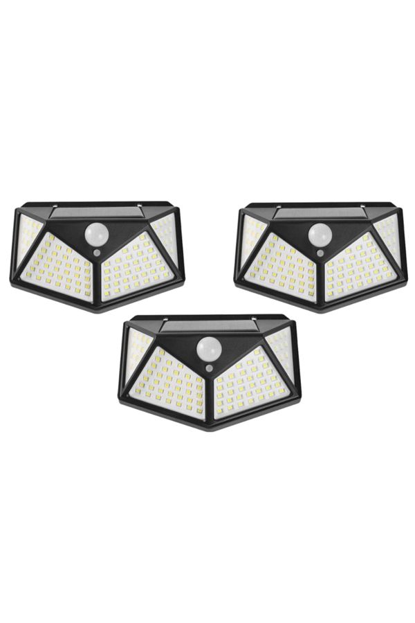 OEM-Set of 3 solar-powered lamps, with dusk, motion and light sensors, 3 lighting levels, 100 x LED 1
