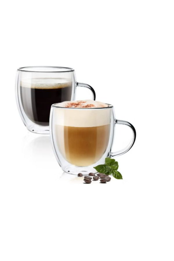 the artful blend-Set of 2 Double Wall Glass Coffee Mugs with Handles – 250ml – Ideal for Coffee, Latte, Cappuccin 1