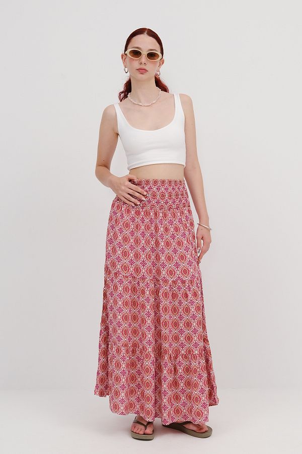 Addax-Patterned Skirt with Elastic Waist E17450 1