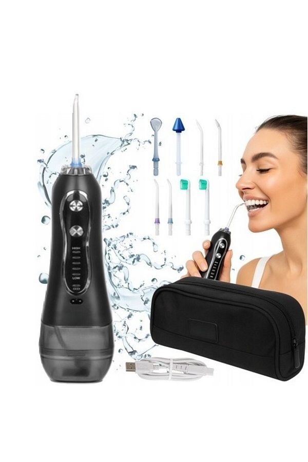 zola-Oral irrigator, 5 modes, 8 heads, 800–1200 pulses/min, 360° tip, charging cable, case included 1