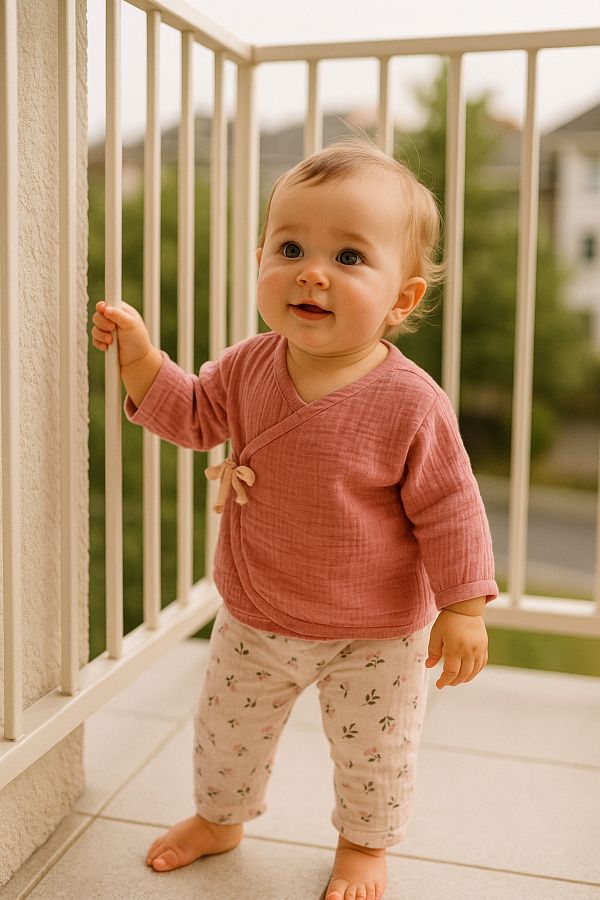 Kidaxi-Kd43050 Baby Muslin Bodysuit Bottom Set Without Booties - 1-3 / 3-6 / 6-9 Months 1