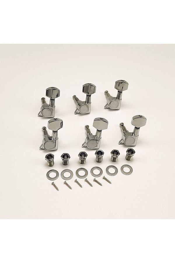 Choice-Silver 6L 6pcs Sealed Guitar String Pegs Locking Tuners 3L3R Tuning Pegs String Tuner Acoustic Guita 1