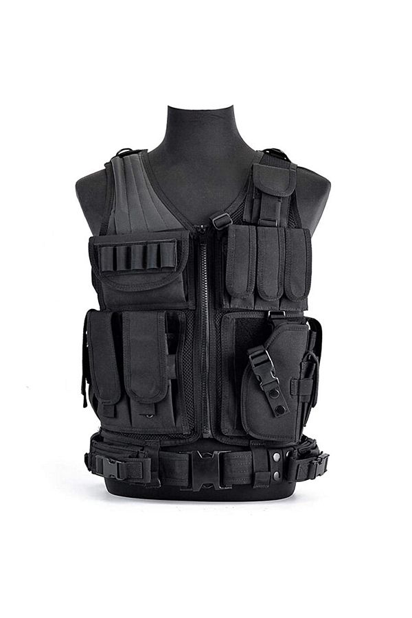 Hipolar-Tactical Vest, Adjustable to All Sizes, Multifunctional, Security Guard Agents, Black 1