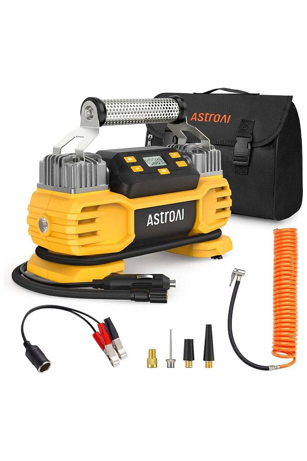 AstroAI-Tyre Inflator Air Compressor 12V DC 160PSI with Screen, Heavy Duty Dual Cylinders & Dual Mot 1