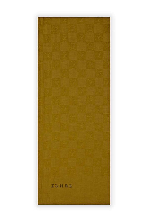 Zühre-Monogram Patterned Mustard Seher Shawl 0106 1