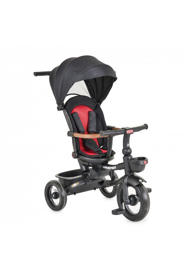 byox-Jasper Black foldable children's tricycle, with parental handle, adjustable backrest, rotating seat 1