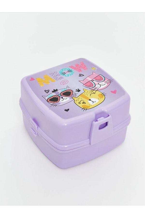 LC Waikiki-Lcw Accessories Lilac Cat Printed Multi-Compartment Storage Container 1