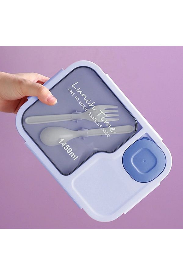 SUMAKA-Lunch Box 1450ml 3 Compartments Student Sealed Adult With Spoon And Fork Leak Proof Microwavable 1