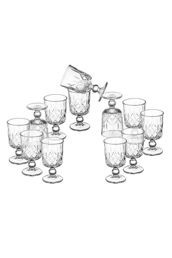 Dania-Set of 12 glass cups with base for juice and for all occasions and receptions Capacity 65 mm 1