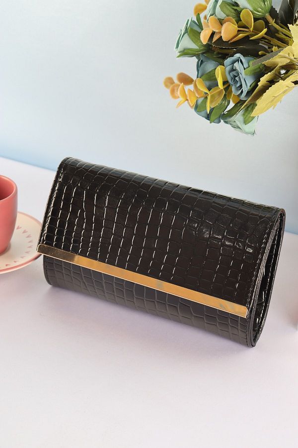 weem bag-Elysara Eb0399 |   Crocodile Pattern Fancy Slatted Portfolio Bag 1