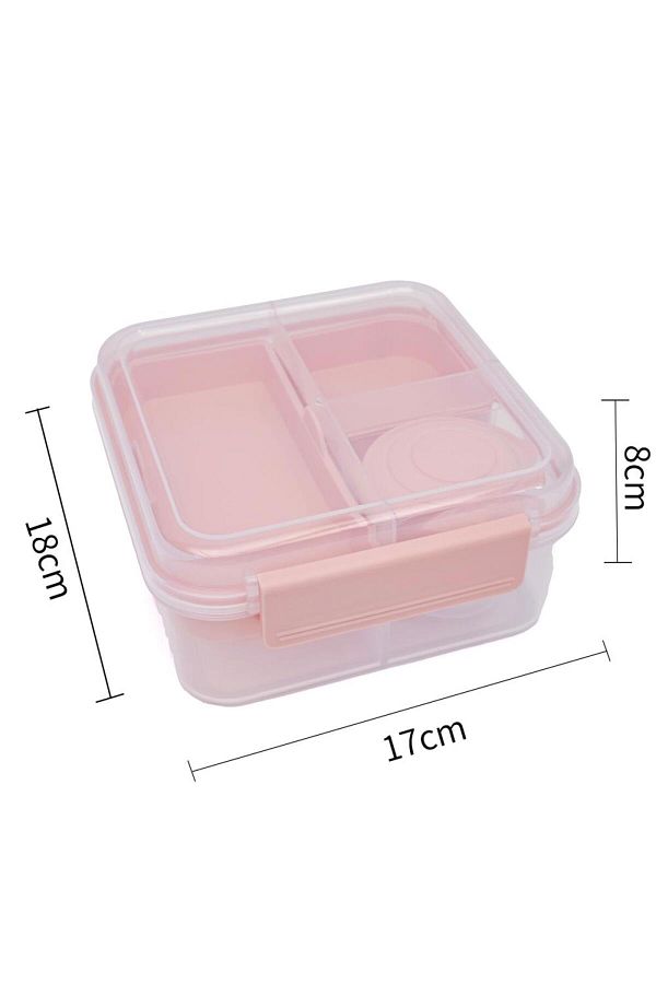 DNS-Children's casserole with compartments, airtight lid attached to the box, 1250 ml pink 6520 1