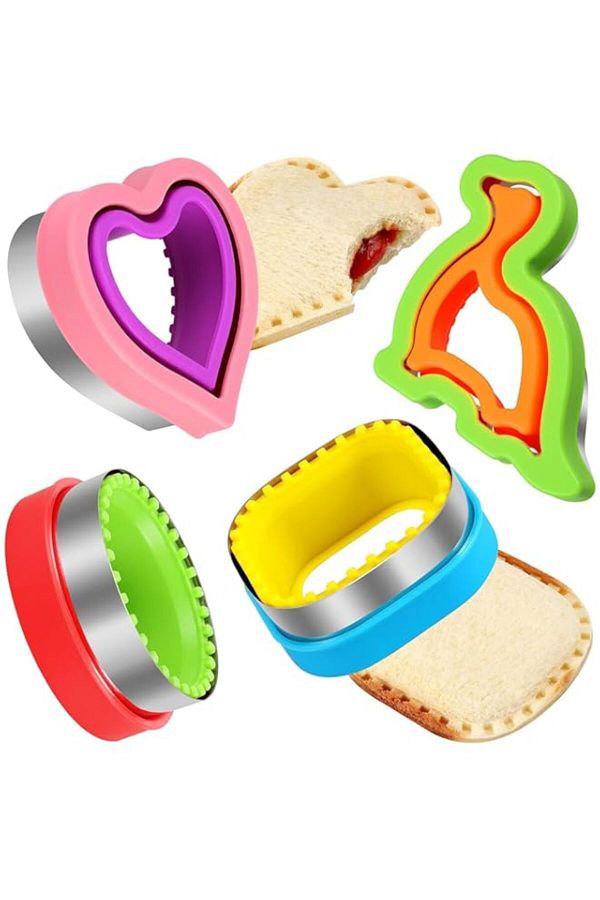 Generic-HINZER Sandwich Cutter and Sealer Set Uncrustables Maker 4 Pcs Bread Decruster Pancake Maker Heart 1