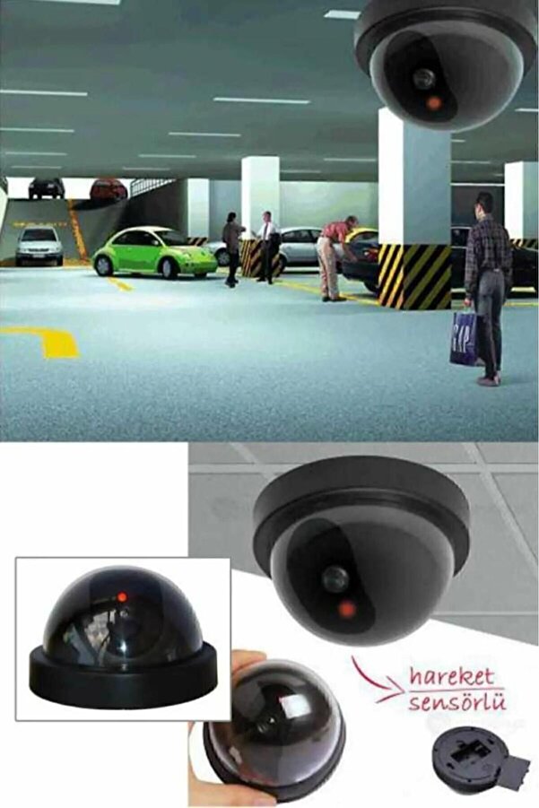 QesQin Kablosuz Fake Dome Güvenlik Kamerası – LED Işıklı, Hırsız Caydırıcı, Gerçekçi Yalancı Kamera