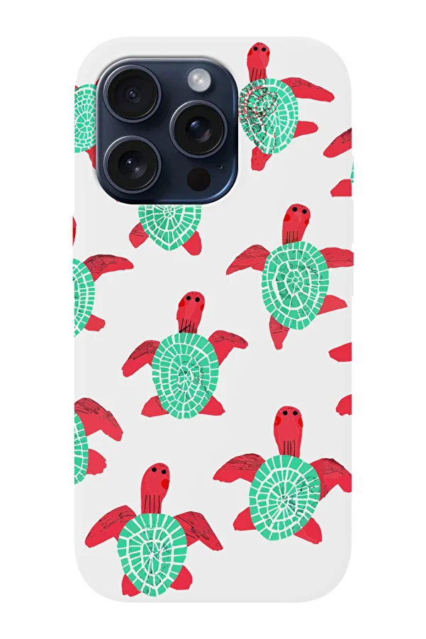 shoptocase-iPhone 15 Pro Max Compatible Sea Turtle Patterned Suede Inside Launch Protective Phone Case 1