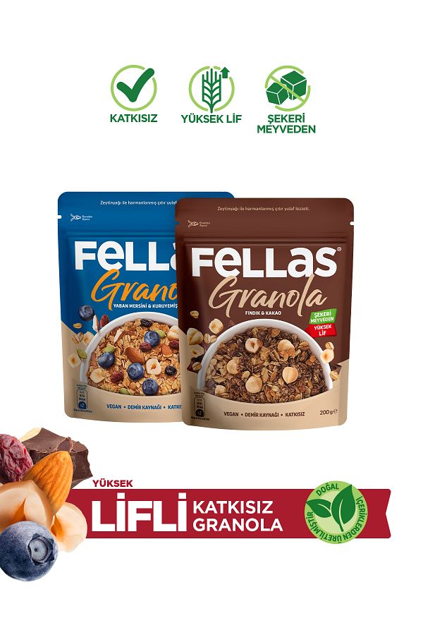 Fellas-Pack of 2 Granola - Blueberry and Nuts with Nuts and Cocoa 200g 1